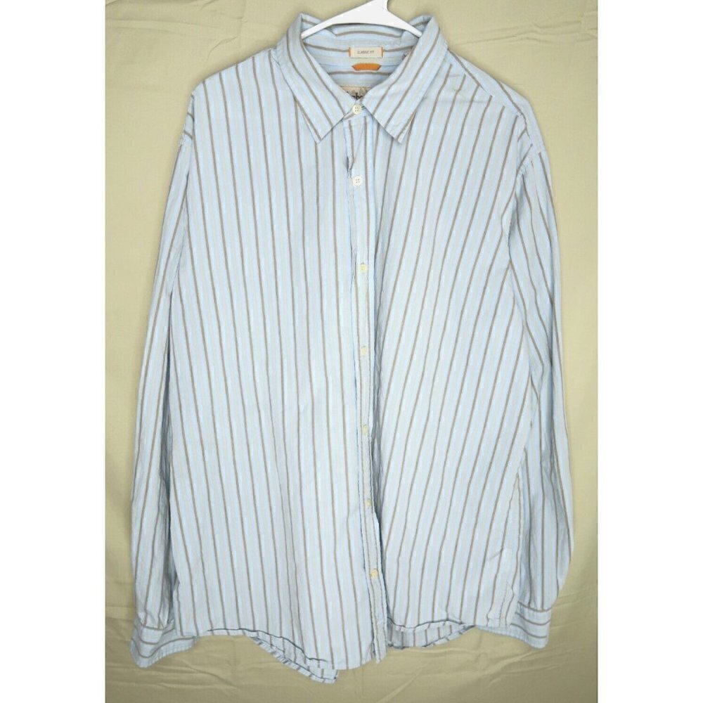 Timberland Shirt Light Blue Long Sleeve Stratham Issue Button Up Men's Size XXL